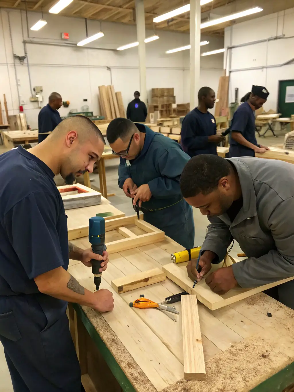 A carpentry workshop in Nepal, showcasing Laxmi Foundation's vocational training program providing hands-on skills for employment.