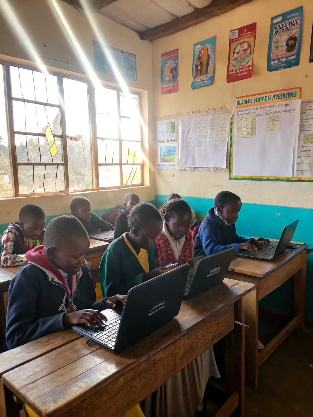 A computer training session in Nepal, with students learning basic computer skills, highlighting Laxmi Foundation's commitment to digital literacy.